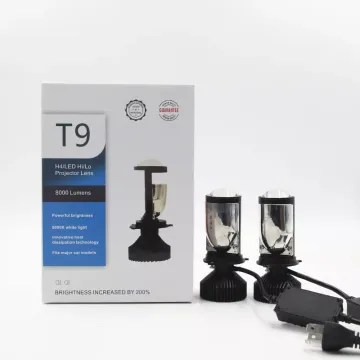 T9 CANBUS White LED Car Headlight Bulbs H4 Mini Lens High Beam Low Beam