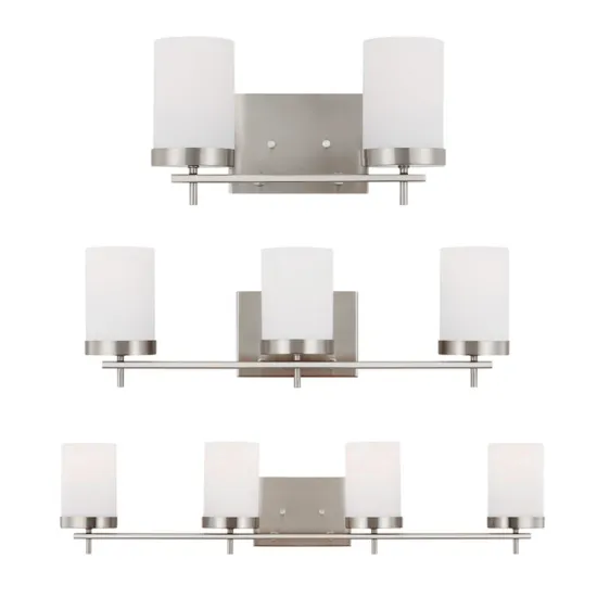 Modern 3-Light Brushed Nickel Bathroom Wall Sconce with Glass Shade