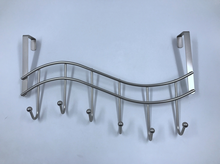 Over Door 6 Hook Organizer Rack Chrome Finish