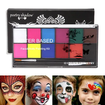Halloween 12 Colors Face Palette - Professional Body Painting Kit