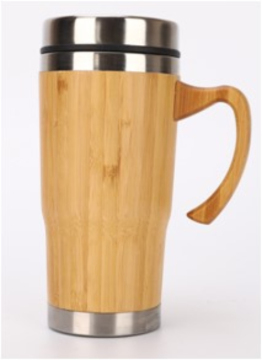 450mL Stainless Steel Lid Bamboo Coffee Mug