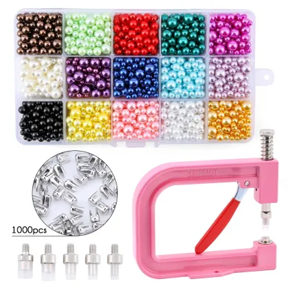 ABS Round Imitation Beads Kits Beads Punching Machine for Garment Shoes Manual Beading Machine