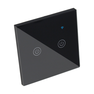 Aplikasi Smart Life Tuya dikawal 2 Gang Touch Screen Wifi Switch - EU/UK Standard