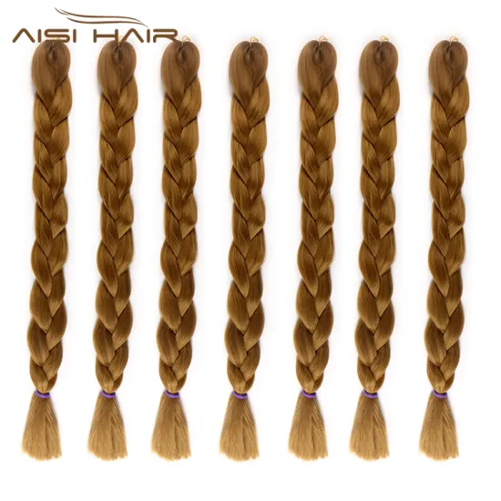 Aisi Hair Jumbo Braiding Hair Extension YAKI Straight Expression Braid Hair Heat Resistant Fiber Hairpieces