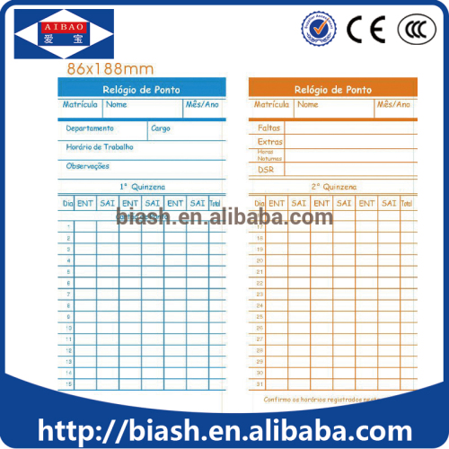 Employee Punch Time Card/punch Time Card Supplier, High Quality