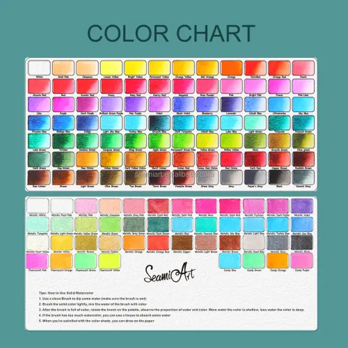 128 Farben Feststoff Aquarell Set Deluxe