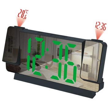 Modern Home Decor LED Display Alarm Clock with Projection, Radio, and Temperature