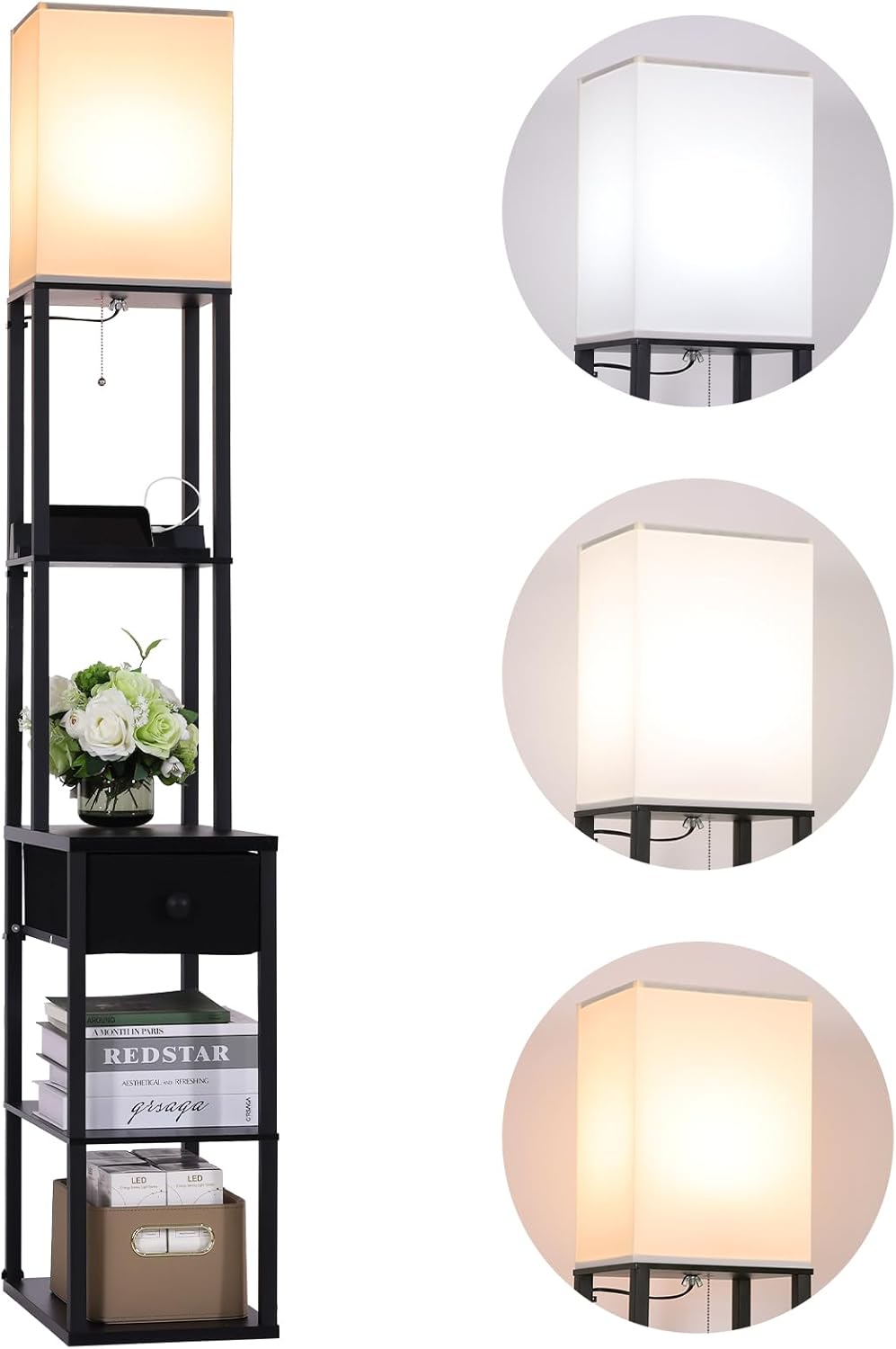 F250830 Shelf floor lamp with drawer USB (1)