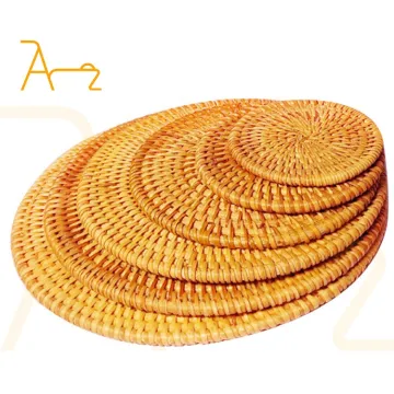 Handmade Woven Rattan Tea Cup Pad and Round Placemats for Hotel Restaurant Decor in Vietnam