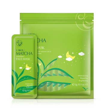 LAIKOU 3g*15 Pcs Private Label Green Masking Freshening Cleansing Mask Natural Organic Matcha Face Sleeping Mask