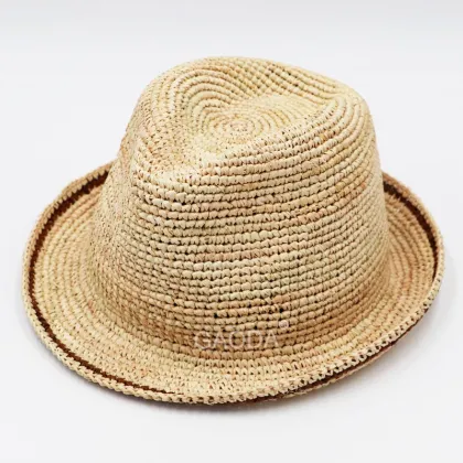 Raffia straw Indiana jones fedora hat men image craft hats