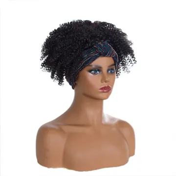 Synthetic hair heat resistant headband wig wholesale afro black kinky curly fiber synthetic hair for black women
