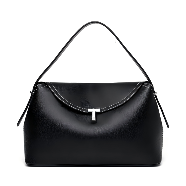 Leather flip-top fashion handbag for women