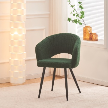 Elegante silla de comedor con acento de tela Boucle