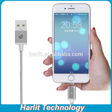 Magnetic Cable Durable Nylon Braided USB Charge Cable With 5 Pin Magnetic Connector For iPhone Gray Color