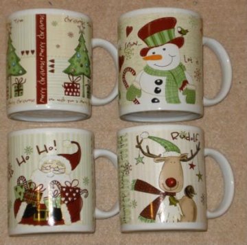 11 oz ceramic mug of 4 pcs set for christmas promotion