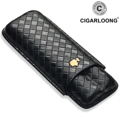 COHIBA cigar case holds 2 cigars travel portable humidor cigar case leather CD-1016