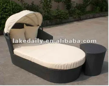 aluminum frame PE rattan lounge with ottoman