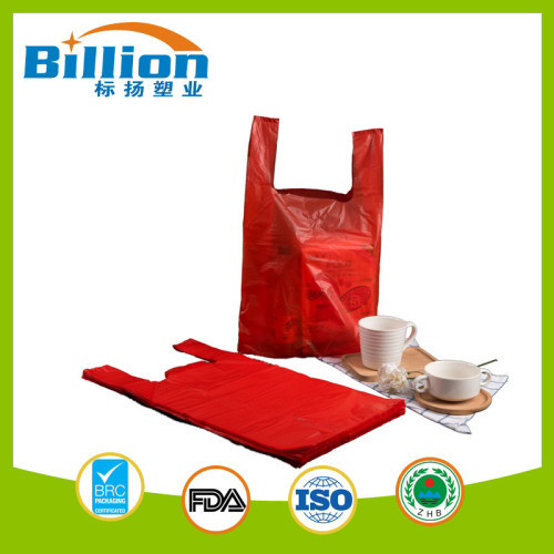 8" X 15.25" Red Color HDPE Supermarket Shopping Plastic Bags