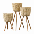 1-3PCS Decorative shop door clothing store ins wind handmade natural grass woven wooden floor flower stand WF6211150