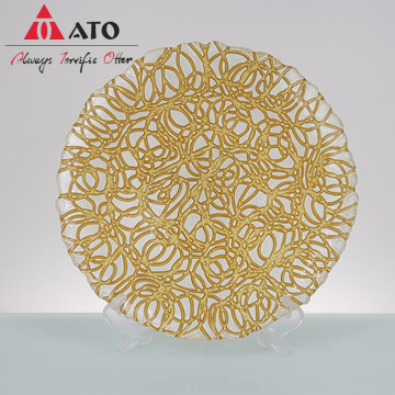 Wholesale Clear Crystal Plates Gold Glass Charger Plate