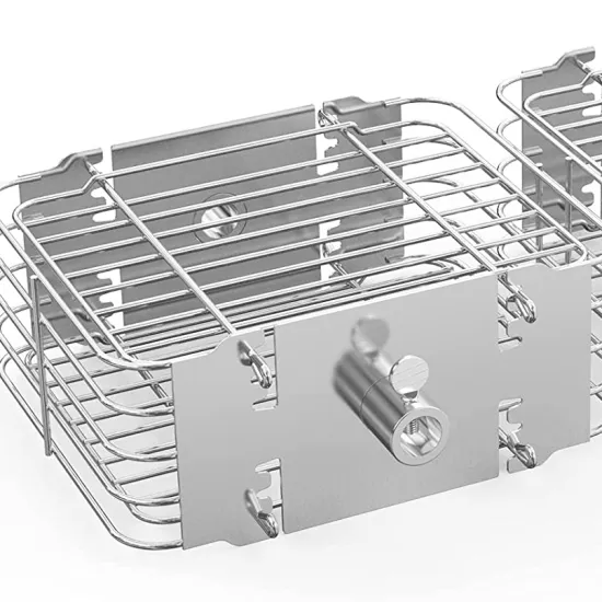2 Pack Stainless Steel Rectangular Rotisserie Grill Basket