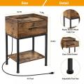 2 Tiers End Table with Charging Station