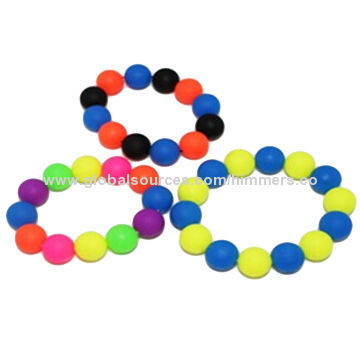 Customized promotional new design silicone bead bracelet, 240*30*2mm