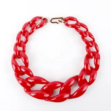 Neon Multi-Color Rainbow Acrylic Chain Necklace - 50cm