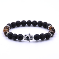 Pulsera de piedras preciosas Evil Eye Difusor de aceites esenciales de piedra de lava Reiki Healing Balancing Round Beads