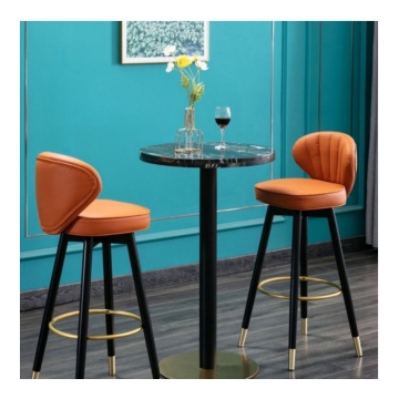 American Genuine Leather Light Luxury Solid Wood Swivel Bar Stool