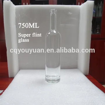 high grade clear 750ml rum bottle with cork