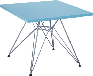 Rectangle MDF blue kids' table with wire base