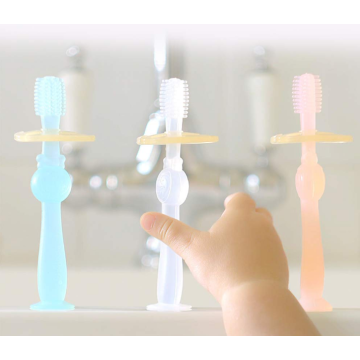 Brosse à dents pour bébé à 360 ° de qualité alimentaire avec base d&#39;aspiration