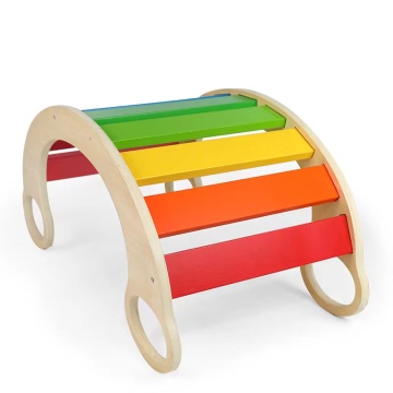 Wooden Kids Multi-Functional Rainbow Rocking Chair: A Versatile Climbing and Learning Toy for Toddlers