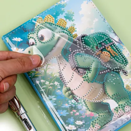 Cute Dinosaur Design High-End Diamond Notebook for Children