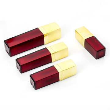 Rectangle Luxe Serum Bottle 30ml - Double Wall Red with Shiny Gold Cap