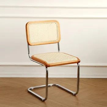 Rustic Solid Wood Dining Chairs with Metal Legs for Cafe Furniture