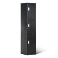 Black Metal Locker Storage Cabinet Personal 3 Tier