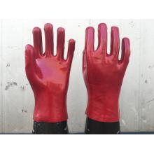 قفازات من البولي فينيل كلوريد باللون الأحمر وبطانة داخلية ناعمة مقاس 12 بوصة