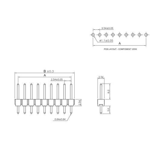 Connector Header Through Hole 2 position