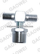 stainless steel barbed T w/swivel nut, SS tee (2) 1/4 barb x 3/8 barb - bottom
