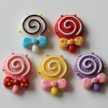 Colorido hermoso lindo lollipop resina cuentas Bowknot adjunto para Slime juguetes nevera teléfono pegatinas