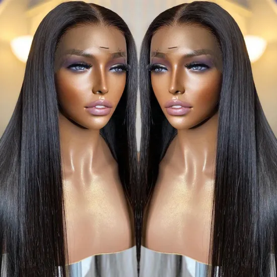 Cuticle Aligned Lace Frontal Mink Wig Vendor Pre Plucked 180 Density Long Straight Hair Wig 4X4 Front Wigs With Transparent Lace