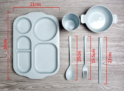 6-Pieces PP Wheat Straw Children Tableware Set