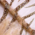 Nude Feather Lace Glitter Mesh Lace Fabric