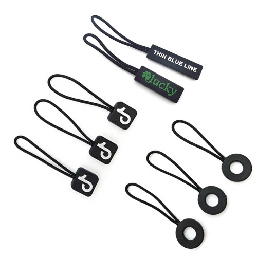 Black Zip Puller Custom Logo PVC Zipper Pull