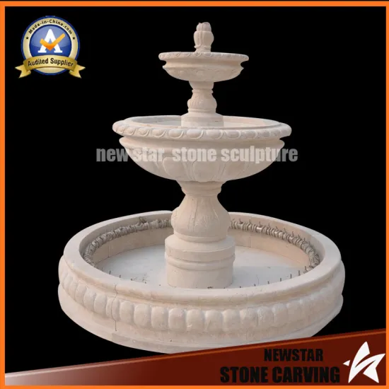 Stone Carving Travertine Water Feature Stone Fountain for Garden Decoration