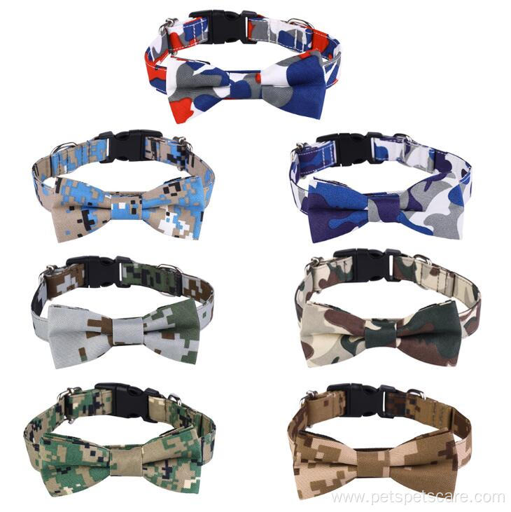 Friendly Camo Luxury Removable Bow Tie Dog Collar