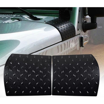 Black Stainless Steel Engine Hood Wrap Cover Protector for Wrangler JK 2007-2017